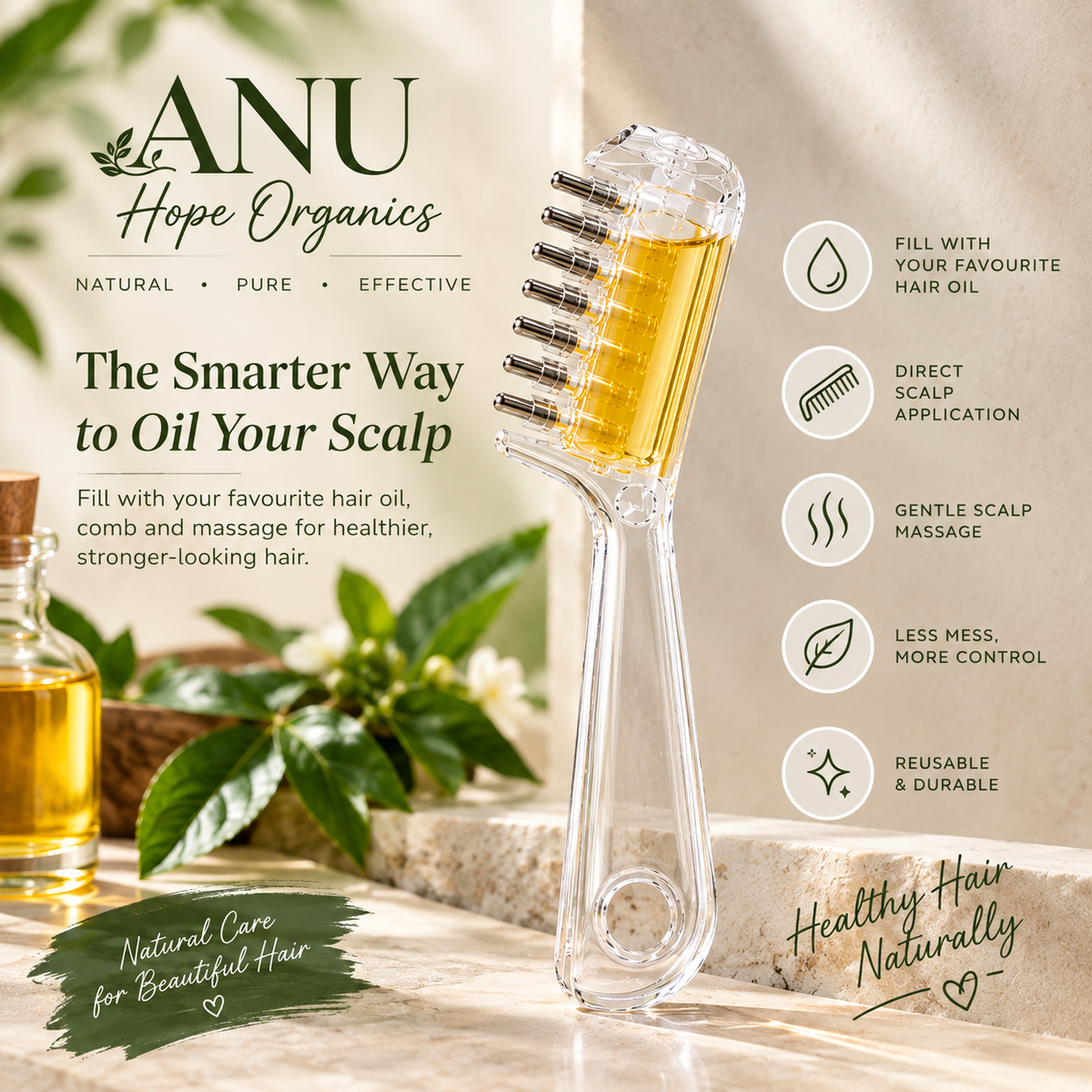 Oil-Dispensing Scalp Massage Comb