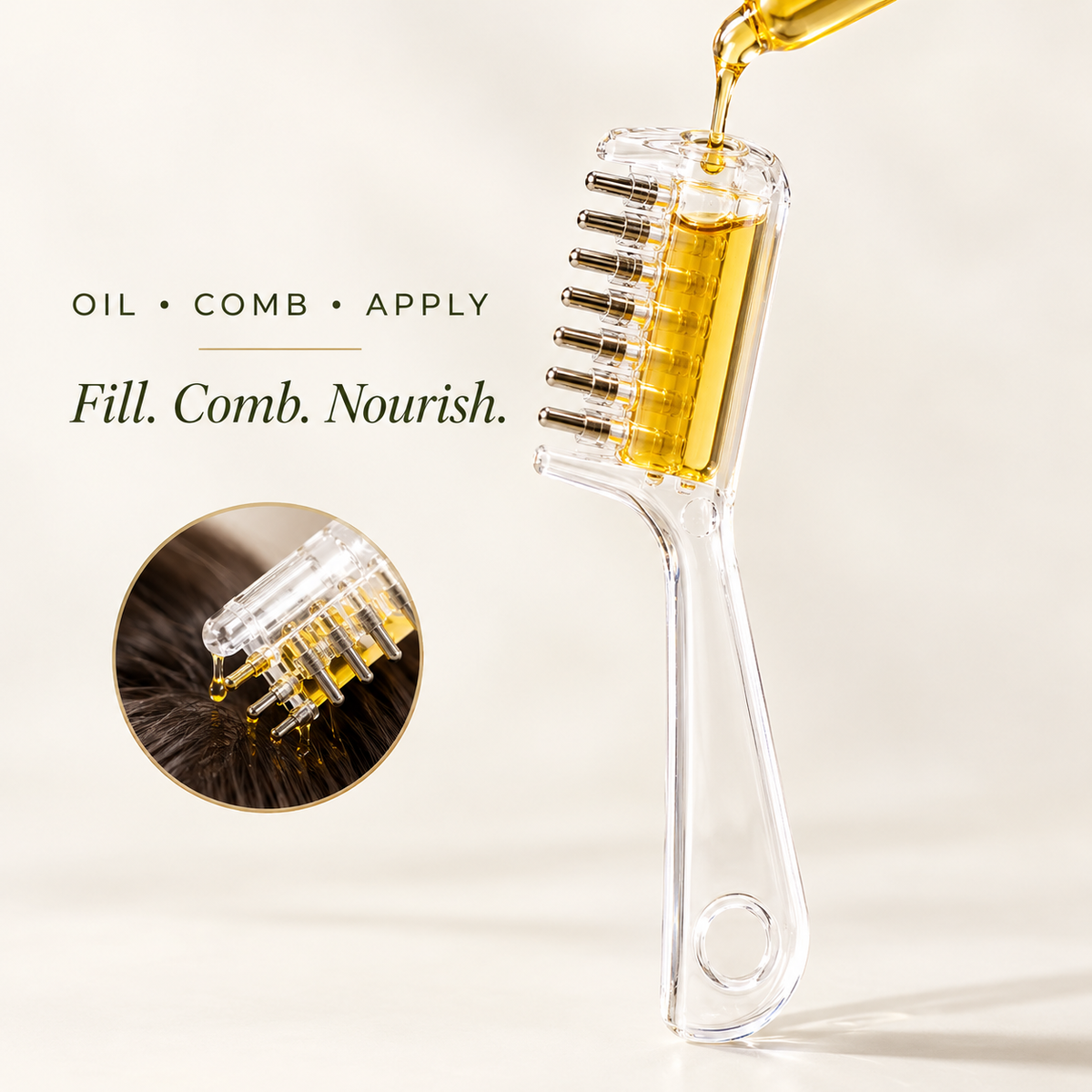 Oil-Dispensing Scalp Massage Comb